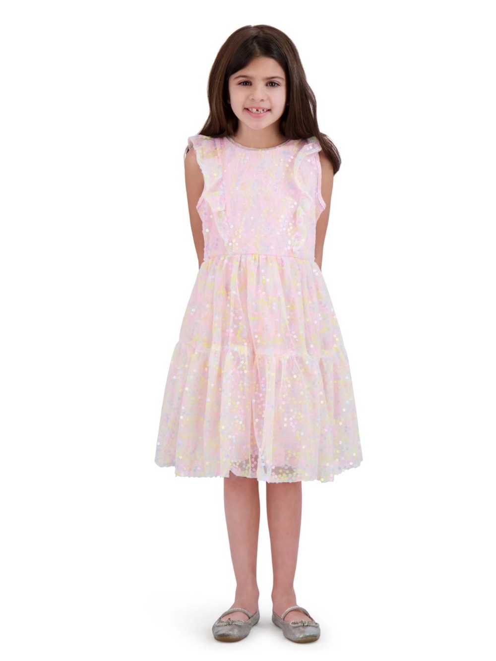 Kensie Girl Pink Tulle Flower Sparkle Party Dress Elegant Size 4